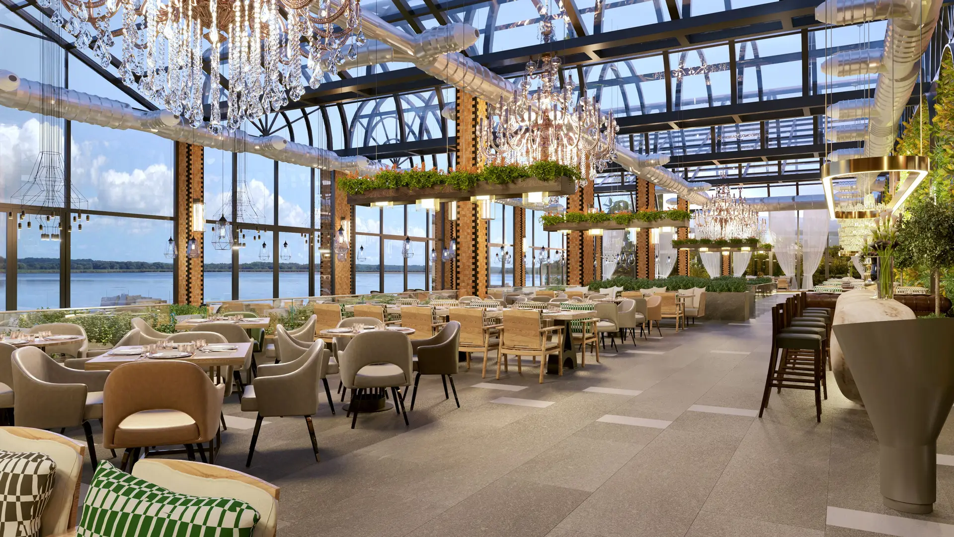 Elegant restaurant interior of DelvessiangrandStay